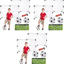 Proberos Football Goals Kit Set of 6PCS Goal Target Nets DIY Assembly Small Outdoor Game with Inflatable Ball Toy Manual Pump Indoor-45