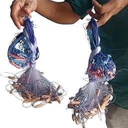Fishing Cast Net with 25mm Mesh, 40-50 Feet Length, Pack of 2, Blue-image-22