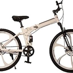 Sturdy Bikes Foldable Magnesium Alloy Wheels MTB with Single Speed and Dual Disc Brakes for Unisex (White) | Foldable Mountain Bike, Off-Road Bikes for Men and Women, Outdoor Riding-32