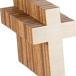 Cliths 36 Pieces Blank Wood Cutouts Unfinished Cross Shaped Wooden Pieces for DIY Arts Craft Project, Decoration, Gift Tags-16