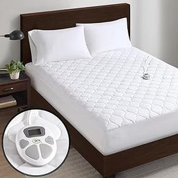 Serta Heated Mattress Pad Full Size - Electric Mattress Pad, 10 Heat Setting Controller, Auto Shut Off Timer, Deep Elastic Pocket, Up to 17" Mattress, ETL Certified, Machine Wash, Full, White-image-18