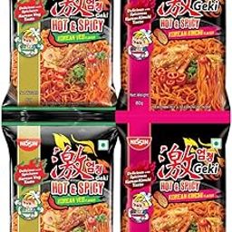 Nissin Geki Hot & Spicy Korean Ramen Instant Noodles Variety Pack - Vegetarian & Kimchi (Pack of 4)-image-50