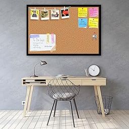 ArtzFolio Cork Board | Bulletin Board Notice Pin Board | Vision Soft Board Combo with Thumb Push Pins & Sticky Notes | Black Frame | 36 x 24 inch (91 x 61 cms)-image-4