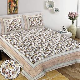 RHF Cotton Bedsheet for Double Bed - King Size Bedsheet with 2 Pillow Covers- 1036 (Pattern-14, King)-image-92