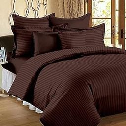 Harbell Home 400TC Microfiber Solid Satin Stripe Cotton AC Comforter Bedding Set for Home | Hotels| (Brown, Double Bed)-picture-18