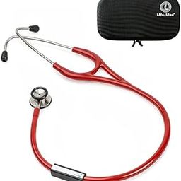 LIFE LINE Paediatric SS Stethoscope (Red) | Single Side Diaphragm Stainless Steel Chest Piece for Paediatric | 2-way Tube | Suitable for Doctors, Nurses, Students | Stethoscope with Carry Case-3