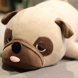 Tickles Cute Pug Dog Soft Stuffed Plush Animal Toy for Kids Birthday Gift (Color: Brown; Size: 60 cm)-image-76