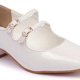 elle Women's Patent Mary Jane Style Block Heel Pumps-picture-42