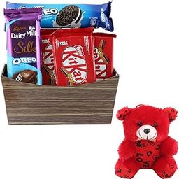 SFU E Com Lovely Chocolate Gift Hamper | Valentine Teddy Bear With Chocolate Combo | Valentine Chocolate Hamper | 1008-93