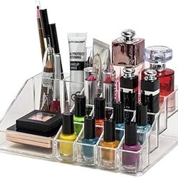 Clazkit 16 Grid Makeup Organizer Drawer Desk Multipurpose Plastic Makeup Cosmetic Display Stand Makeup Brushes Lipstick Pencil Mascara Brush Hair Combs and Jewelry Storage Box Dressing Table Organizer-87