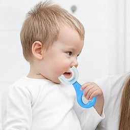 Samip Sensory Baby Teether, Baby Teether Keys, Baby Teether Toothbrush, Toddler Toothbrush with Food Grade Soft Silicone Brush Head, 360° Oral Teeth Cleaning Tools(Multicolor) (Heart Shape)-6