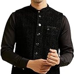 Men's Velvet Sleeveless Nehru Jacket-picture-34