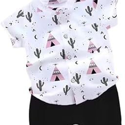 Baby Boys Co-Ord Set for 0-6 Years | Soft Cotton Half Sleeve Shirt with Pink Tent Print & Black Shorts | Stylish Lightweight Outfit for Toddlers and Kids-image-91