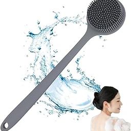 JHALAKRITI Soft Silicone Body Scrubber for Bathing with Long Handle | Gentle Exfoliating Shower Brush for Men | Women | Back Scrubber for Shower | Bath | Shower Accessory (Grey)-image-99