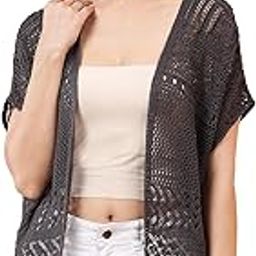 Women’s Short Sleeve Front Open Crochet Shrug | Breathable Cotton Blend Easy-to-Wear Shrug for Summer | Suitable for Travel, Daily Outings, and Office Wear.-image-1