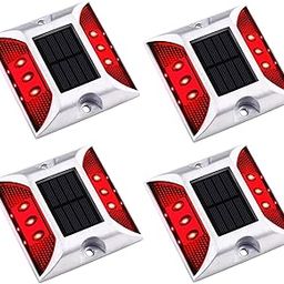 Solar Road Stud Light Road Reflector Light Waterproof 6 LED Solar Powered Blinker Light for Anti-diecast Aluminum Deck Lights for Driveway, Dock, Markers, Step, Staircase, Garden (Pack of 4)-image-79