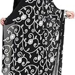 Woman's Black & White Embrodiered Chiffon dupatta-image-7
