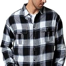 |Plaid: Grey White Mens and Boys Shirts|Full Sleeve|Regular fit Solid |100% Cotton Grey White Color Men Utility Shirts Shirt For Men Casual Half Sleeves Regular Fit Printed Stylish Lat-image-37