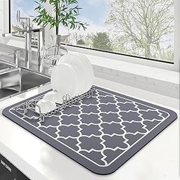 Dish Drying Mat - Large Size Water Absorbent Mat for Kitchen Utensils (Greychex | 45x38cm, 1)-picture-20