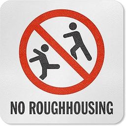 5.75 x 5.75 inch “No Roughhousing” Adhesive Pool Marker with Graphic, 20 mil Laminated Vinyl with Anti-Skid Pebbled Surface, Red, Black and White-image-97
