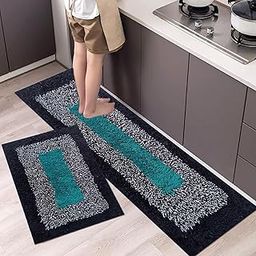 Cotton Kitchen Mat | Floor Door Mat| Anti-Slip, Soft,Washable, Printed, Designer, For Floor, Kitchen, Room (16X24 & 17X47 Inchs,) Blue, Rectangular)-9