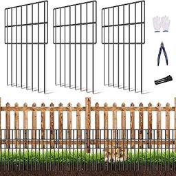 10 Pack Garden Animal Barrier Fence, 17in(H) x10.8ft(L) No Dig Decorative Fences, 1.5in Spike Spacing Rustproof Metal Garden Fence Border for Dogs Rabbits, Bottom Blocker for Outdoor Yard Patio-image-48
