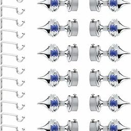 Gloxy Enterprise Aluminum Single Diamond Curtain Brackets Parda Holders With Support Fittings 1 Inch Rod Pocket Finials Designer Door And Window(Dark Blue 6 Pair) - Blackout-17