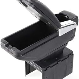 Car Armrest with Glass Holder & Ash Tray Black & Chrome for BREZZA NEW MODEL 2022 SET of 1pc-image-2