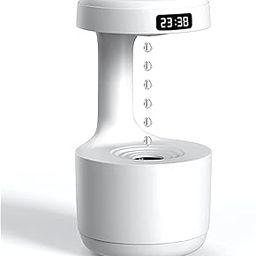 DRUMSTONE (𝐖𝐢𝐧𝐭𝐞𝐫 𝐎𝐟𝐟𝐞𝐫 𝟏𝟕 𝐘𝐞𝐚𝐫 𝐖𝐚𝐫𝐫𝐚𝐧𝐭𝐲) Anti-Gravity Cool Mist Humidifier – 800ml Desktop Humidifier with Water Drop Design Silent Operation LED Clock Display-1