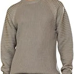 campus sutra Men's Sweater | Round Neck, Long Ribbed Cuff Sleeves, Pull On Closure, Ribbed-Straight Hem | Solid Knitted Jacquard for Casual & Daily | Coin Grey-picture-23