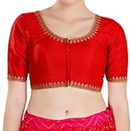 Women's Silk Padded Self Design Half Sleeve Readymade Saree Blouse (KP-272.ELB)-image-100