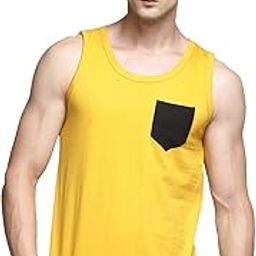 Men Sleeveless Tank Top with Pocket Mustard Color-image-62