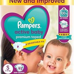 Pampers Active Baby Taped Diapers, Small size diapers, (S) 92 count, taped style custom fit-25