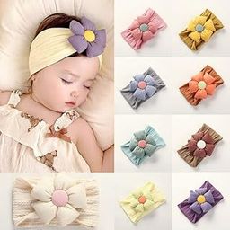 Glamifirsto Nylon Newborn Headbands Hair Bows Elastics Soft Bands Headwraps For Newborns Infants Toddlers Kids Baby Elastic Turban Headwrap Hair Accessories Pack Of 6,Multi-image-89