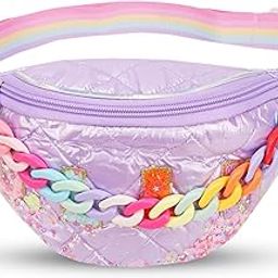 Holographic Waist Bag Pouch Crossbody Bag Glitter Fluffy Glam Purse Cute Shoulder Bag Coin Purse Cute Girl Messenger Girl Child Tote Wallet Flash Kids Crossbody Bag (Purple)-image-8