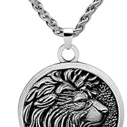 LION KING HEAD - Alloy Pendant with Stainless Steel 24inch Spiga Chain for Men & Boy-image-1