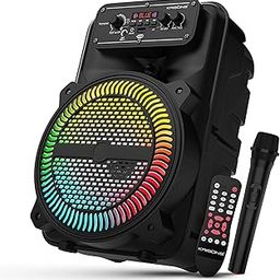 Krisons MoonStar 30W (8" Woofer) Portable Multimedia Gaming Speaker with Wireless Mic for Karaoke, LED Display with Bluetooth, FM, USB, Micro SD Card, AUX Connectivity-23
