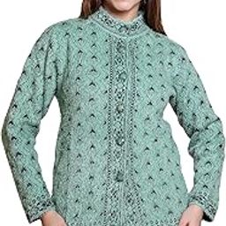 Women's Woolen/Acyrlic Winter Wear Warm Full Sleeve Knitted Cardigan/Sweaters Hair Yarn Long Coat Pullover Computer Knitted Jaquard Design | Size Suitable for Land XL | Beige-image-22