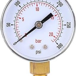 Pressure Gauge, 50mm Dial 1/8 BSPT Bottom Connection Pressure Gauge for Air Water Oil Gas, 0-300psi 0-20bar Pressure Measuring Tool(0-300psi 0-20bar)-image-11