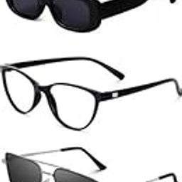 Unisex combo offer pack of 5 shades Unisex Fashion Sunglasses Set, 5 Pairs, Metal Frame, Black and Silver - Combo5-6280-image-87