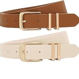 Belt for Women Jeans, Beige & Brown Belt for Women Dresses, Fashion Slim Ladies PU Leather Belts for Woman-image-84