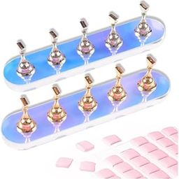 NPAH Nail Stand for Press on, 1 Set Aurora Nail Holder for Painting Nails Press on Nail Stands with 96 Pcs Reusable Sticky Putty for Nail Art Display Home & Salon Use ( NEW, NAIL STAND+CLAY) (MULTICOLOUR).-26