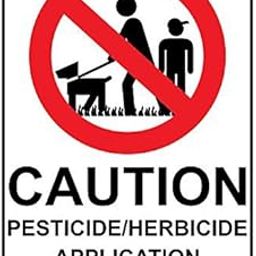 Weatherproof Plastic Vertical Caution Pesticide/Herbicide Application Keep Off Sign with English Text and Symbol-image-71