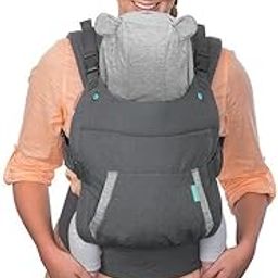 Infantino Cuddle Up Ergonomic Hoodie Carrier with Shoulder Straps, Removable Canopy and Waist Belt, 2 Ways to Carry, Can Carry (5.4-18.1 Kgs), Grey-image-4