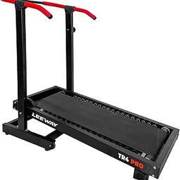 LEEWAY Manual Treadmill for Home, (TR-04 PRO, Running Surface: 48in x 16in.) Running Machine for Home Gym, Roller Jogging Machine, Foldable Trade Mill, Thread Mills, Easy Assembly - Black, Trademilll-32