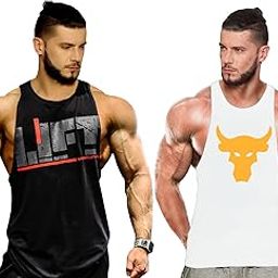 Men's Cotton Round Neck, Sleeveless, Super Combed Gym Vest-image-88