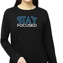 Women's Cotton Round Neck Regular Fit Sweatshirt | Full Sleeves | Stay Focused Printed | Comfort Colour T-Shirt | Available Multicolor & Size Small to 2XL-image-33
