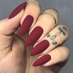Style Castey Dark Red Matte Almond Nails – Sophisticated Matte Crimson Set-51