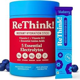 ReThink Electrolytes Powder – Blueberry Flavour, With 5 Electrolytes, EAAs, Vitamins C & B12, Hydration & Recovery Drink Mix, 18 Sachets for Gym, Sports, Travel-29