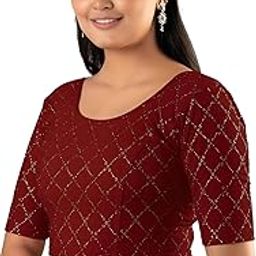 Women's Anita Velvet Blouse – Half Sleeve Readymade Design with Soft Velvet Finish-picture-34